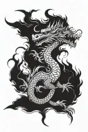 Mix between an aztec dragon and chinese dragon flying tattoo design idea