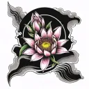 table mountain outline with wave and protea flower tattoo design idea