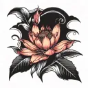 table mountain outline with wave and protea flower tattoo design idea