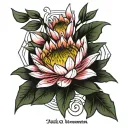 table mountain outline with wave and protea flower tattoo design idea