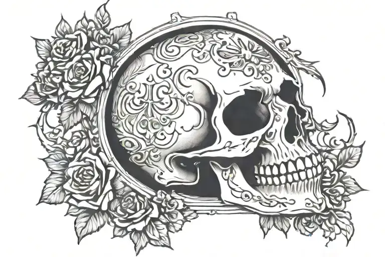 tarot card skull of death tattoo design idea