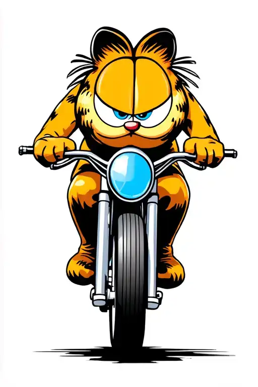 garfield on a bike racing tattoo design idea