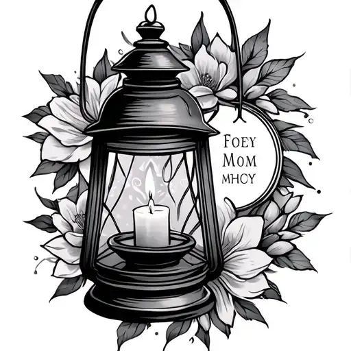 memorial lantern with candle for my mom tattoo design idea