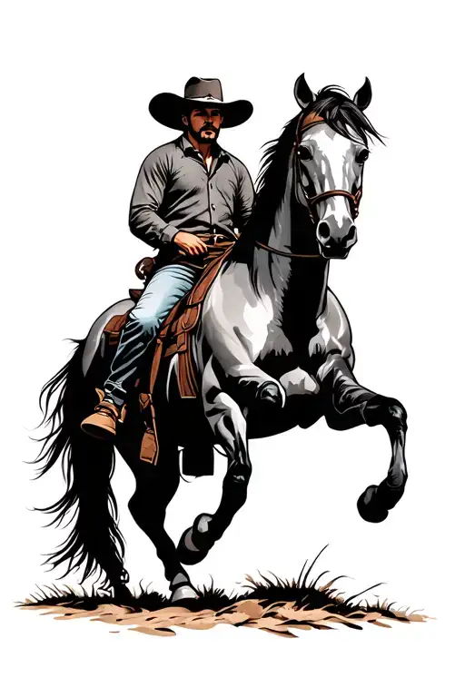cowboy riding a horse tattoo design idea