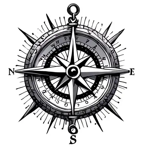 compass and anchor tattoo design idea
