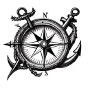 compass and anchor tattoo design idea