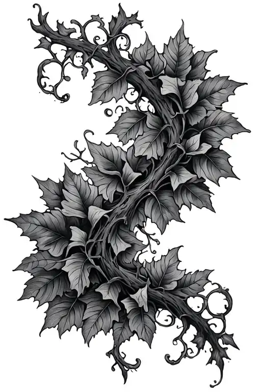 detailed thin poinson ivy vine spine tattoo design tattoo design idea