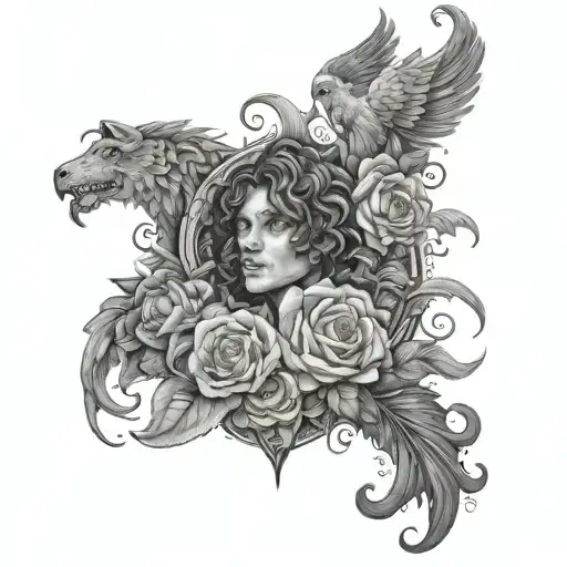 the names Michael, Evelyn, Benji, Roman  tattoo design idea