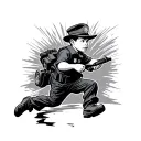 boy runnin from a cop tattoo design idea