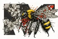 bumble bee collecting nectar tattoo design idea
