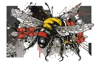 bumble bee collecting nectar tattoo design idea