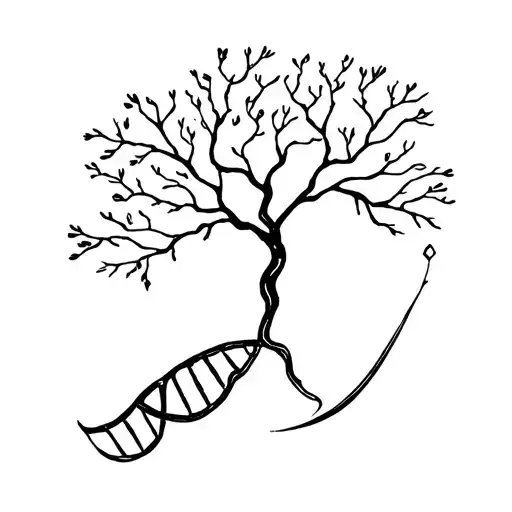 tree with dna-strand branch symbolizing life tattoo design idea