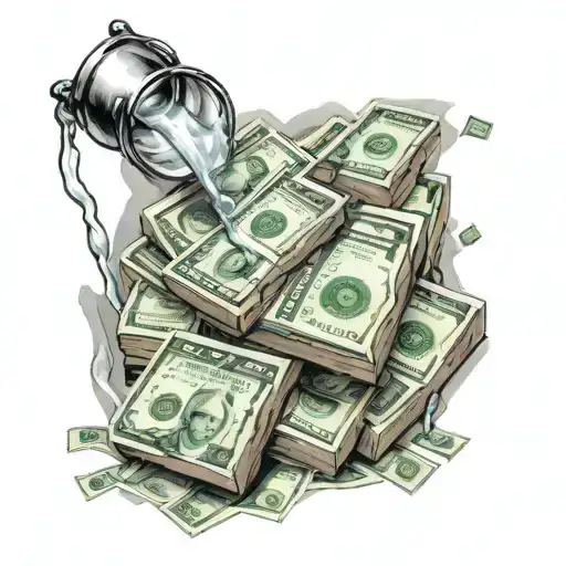 bricks money pouring tattoo design idea