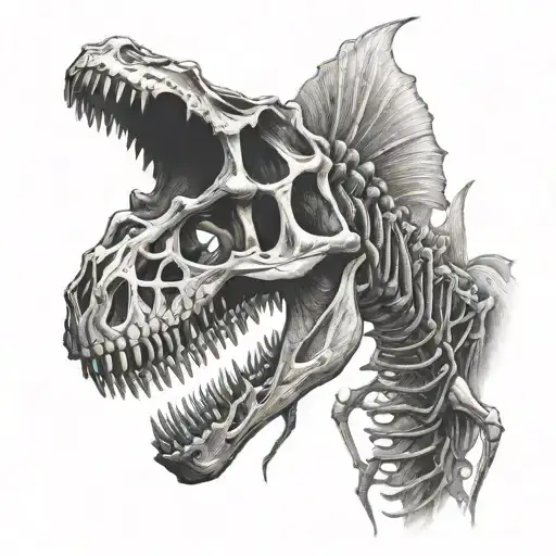 dinosaur skeleton tattoo design idea
