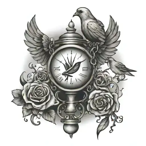 Broken soul, chain, dove, hourglass, sun, quote tattoo design idea
