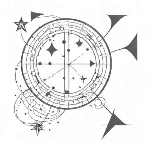 sagittarius and aquarius constellation merging together tattoo design idea