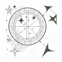 sagittarius and aquarius constellation merging together tattoo design idea