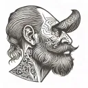 Man with long beard. Face cracking to reveal face of his young child  tattoo design idea