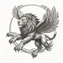 lion with eagle soaring tattoo design idea