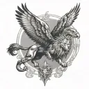 lion with eagle soaring tattoo design idea