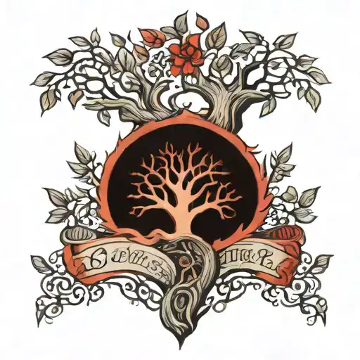 broken family tree intertwined tattoo design idea