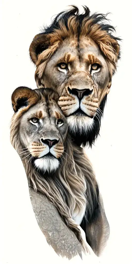 African man and lions tattoo design idea