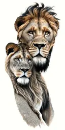 African man and lions tattoo design idea