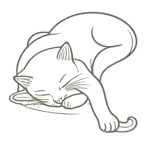 cat sleeps simple tattoo design idea