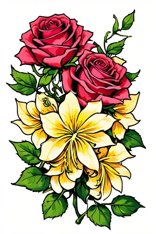rose and honeysuckle stripe tattoo tattoo design idea