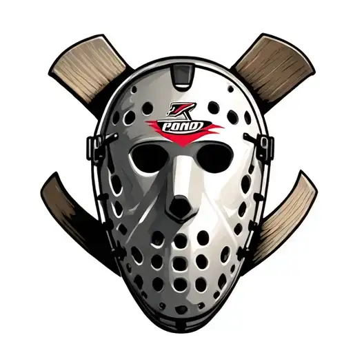 pond hockey goalie mask tattoo design idea