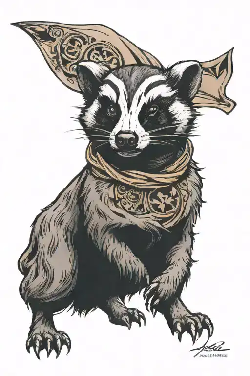 dark mark and hufflepuff badger running tattoo design idea