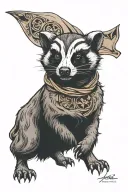 dark mark and hufflepuff badger running tattoo design idea