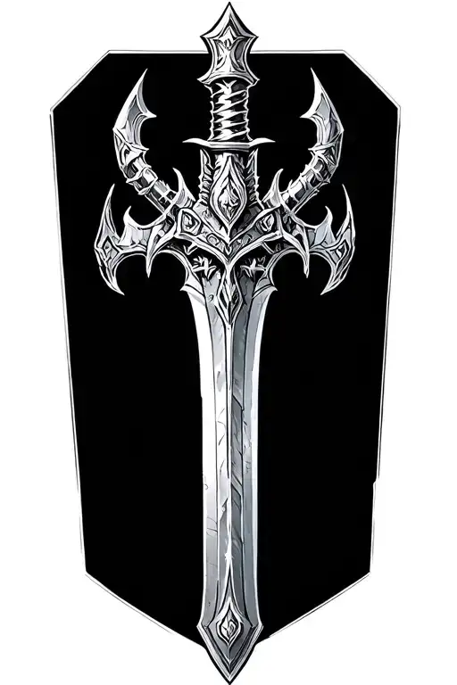 world of warcraft lich king sword tattoo design idea