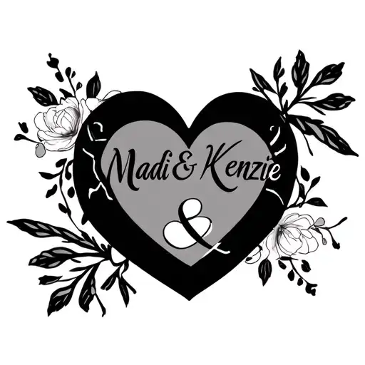 "Madi & Kenzie " heart shape tattoo design idea