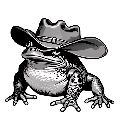 fat frog with cowboy hat  tattoo design idea