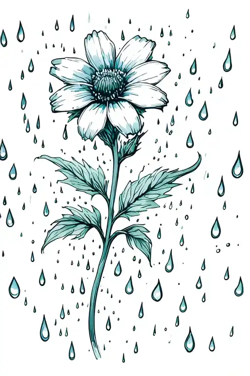 drooping wildflower in the rain drops tattoo design idea