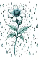 drooping wildflower in the rain drops tattoo design idea