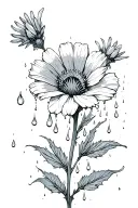 drooping wildflower in the rain drops tattoo design idea