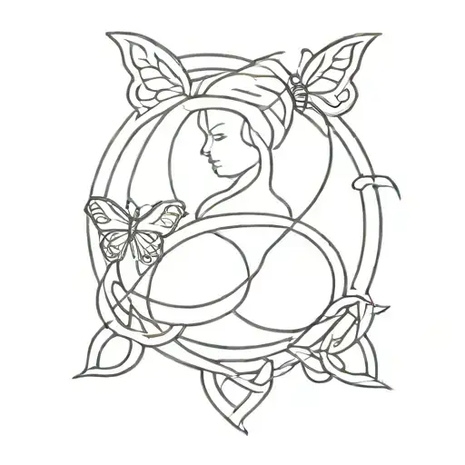 celtic knot of motherhood and butterfly resting tattoo design idea