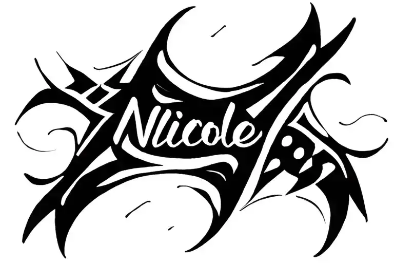Nicole names side tattoo design idea