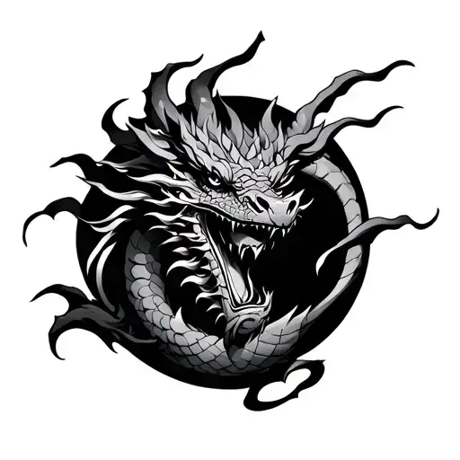 God, Present, Past, Future and dragon tattoo design idea