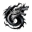 God, Present, Past, Future and dragon tattoo design idea