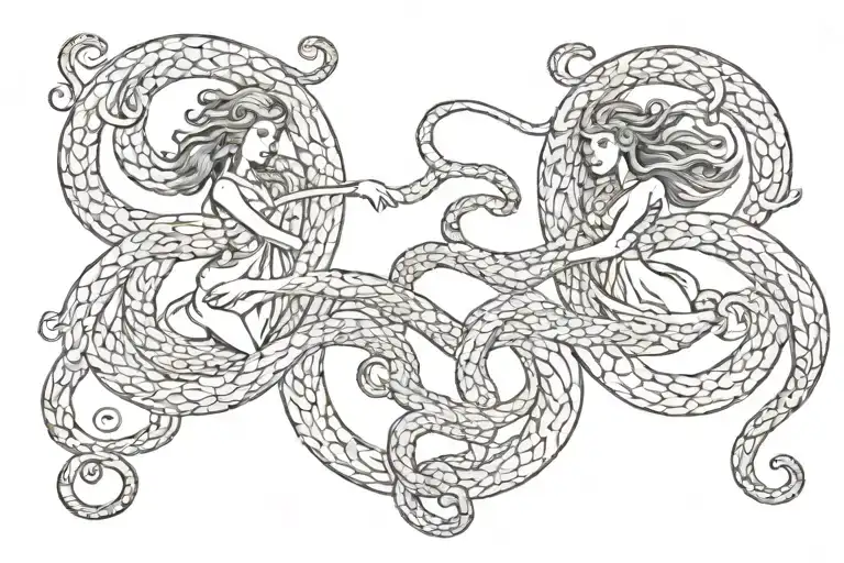 Gemini woman born in the year of the fire snake tattoo design idea