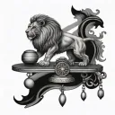 lion and Libra scale showing balance tattoo design idea