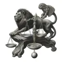 lion and Libra scale showing balance tattoo design idea
