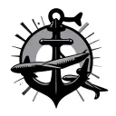 tiny simple tattoo for navy wives with a infinity sign anchor and airplane tattoo design idea