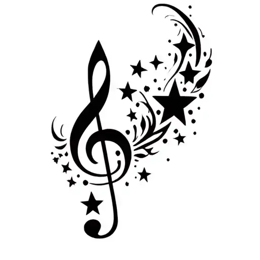 treble clef with stars tattoo design idea
