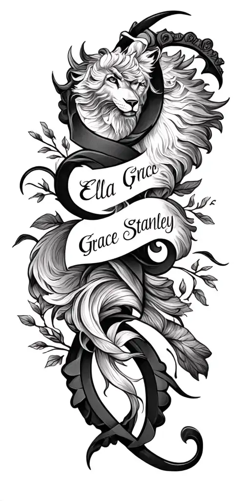 "Ella Grace Stanley" Leo And Sagittarius and Gemini zodiac sign intertwined tattoo design idea