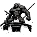 Create a image of the last ronin from tmnt standing on top of a building with his brothers head bands flowing out the si tattoo design idea