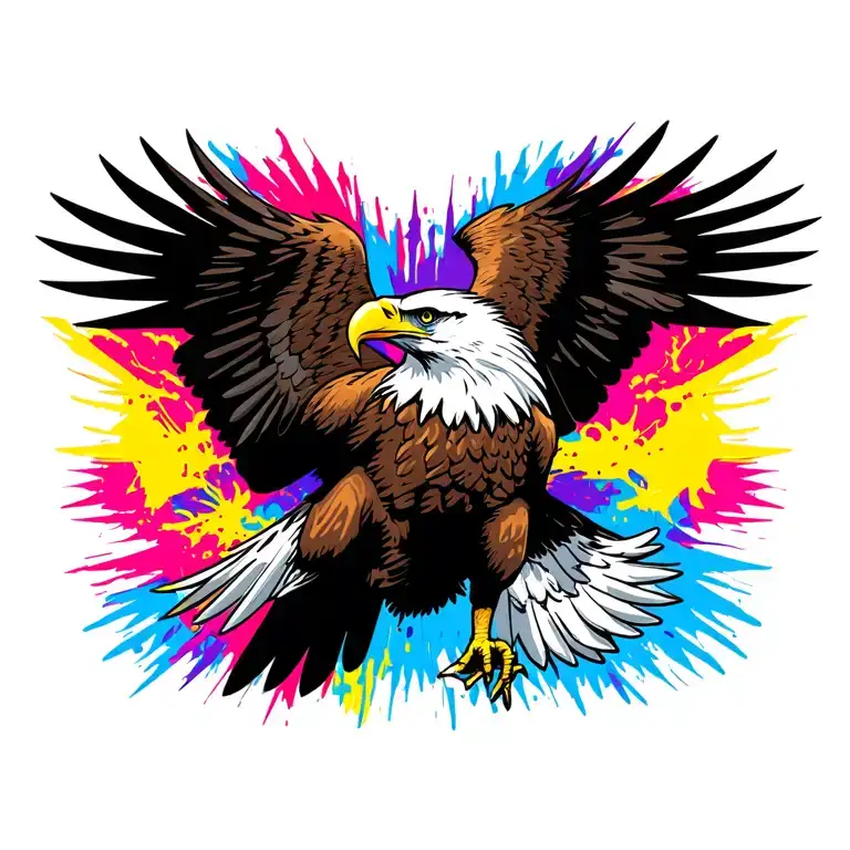 bald eagle soaring tattoo design idea